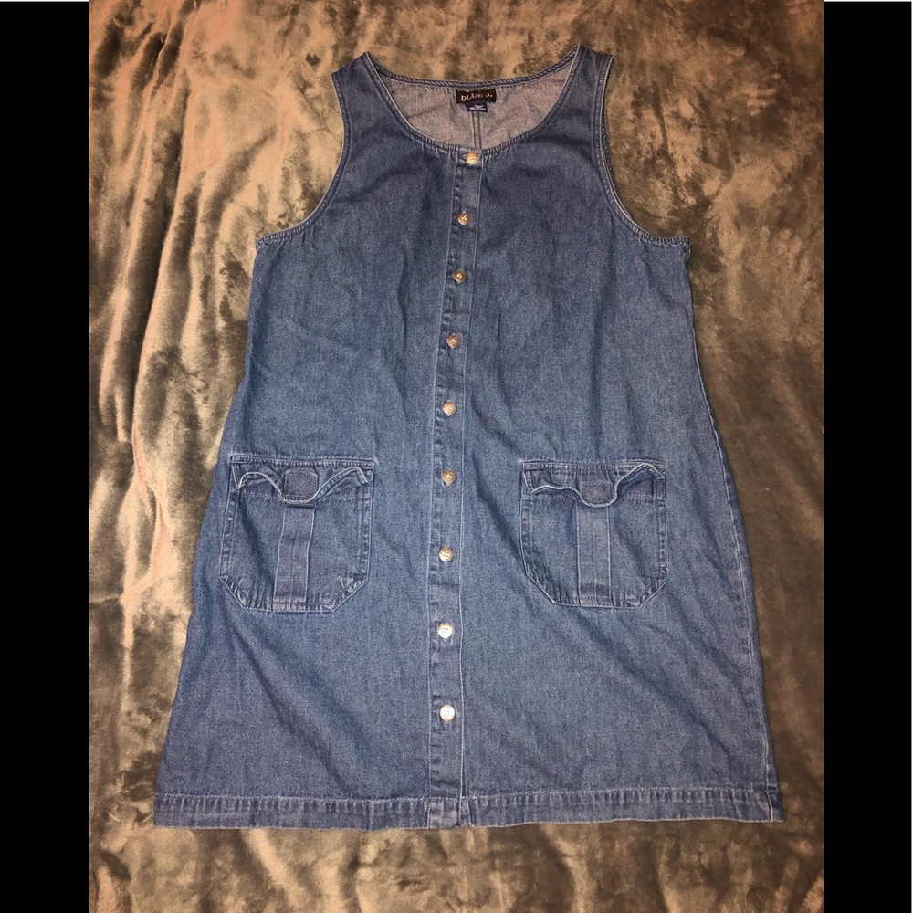 Vintage BLUE J vest jean denim button front dress